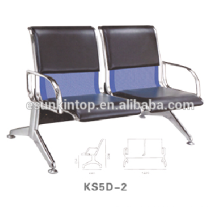 Dos sillas de asiento para uso comercial, para oficina / hospital, apoyabrazos de aluminio y patas de acabado (KS5D-2)